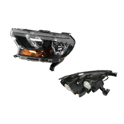 Headlight Left for Ford Ranger PX2/PX3 06/2015-ON Halogen Type Black Manual 